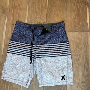 Hurley Navy and Gray Striped Casual Shorts